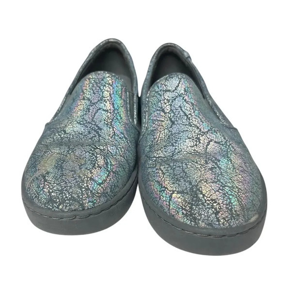 Vionic Avery Pro Metallic Leather Slip-On Shoe Slip Resistant Blue Gray 9 - Picture 2 of 16